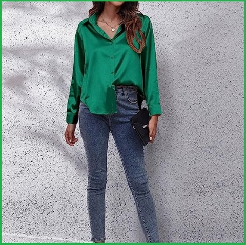 Camicia seta verde da donna