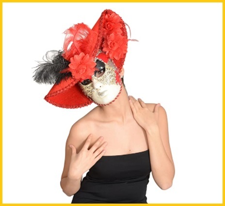 Maschera veneziana classica bianca e rossa