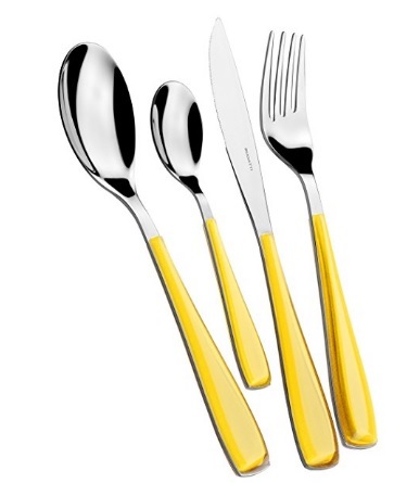 Servizio Di Posate Casalinghe Stell Dal Colore Giallo