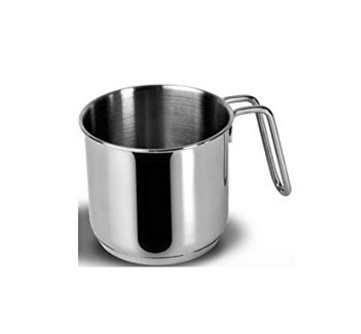 Tubayia Bollilatte Antiaderente Piccolo con Manico in Legno per induzione 550 ml Bianco 