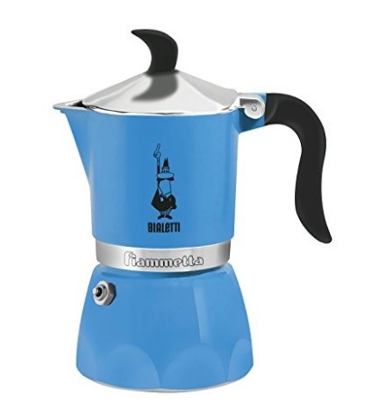 Caffettiera bialetti dal colore azzurro