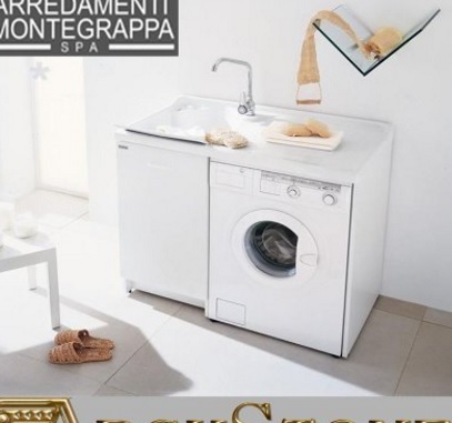 Arredo bagno con mobile porta lavatrice