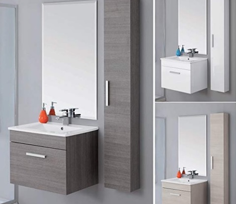 Arredo bagno mobile con lavabo e specchio e colonna