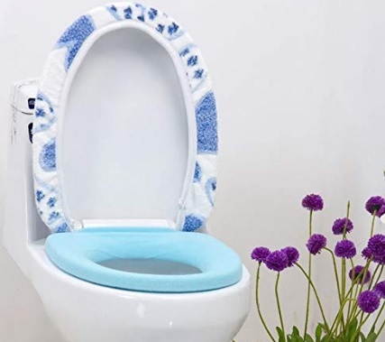 Fiore Keephic 2 Pezzi Cuscino Coprisedile WC Impermeabile Famiglia Coprisedile per WC Sedile del Water Cuscino Universale WC Caldo Copriwater Lavabile Durevole Coprisedili Igienici 