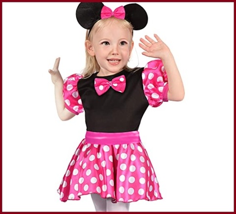 Costume di minnie carnevale con fiocco e orecchie