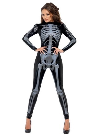 Costume aderente da donna scheletro per halloween