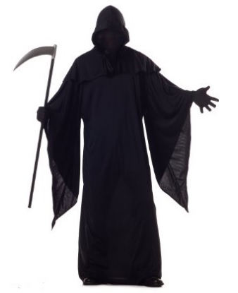 Costume spaventoso tutto nero della morte per halloween