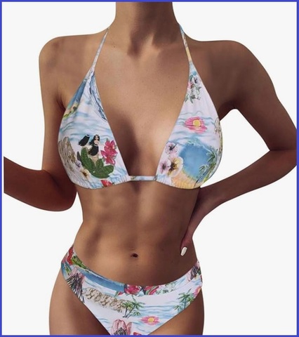 Costume floreale da donna bikini brasiliano push ups