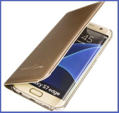 Custodia Oro Cover Flip Per Samsung S7 Edge