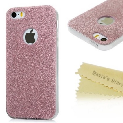 Iphone se cover morbida con brillantini rosa