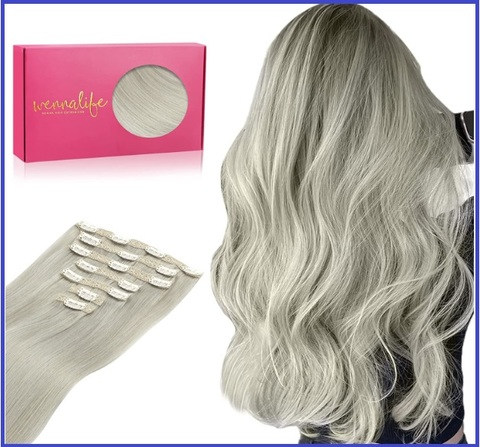 Extension grigio capelli clips