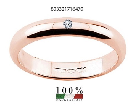 Fede Nuziale Con Diamante 18 Carati Oro Rosa