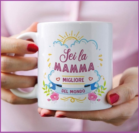Festa della mamma tazza con scritta