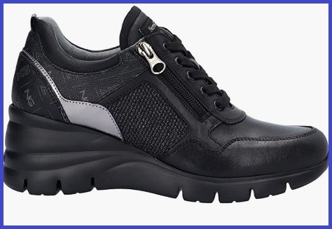 Scarpa Donna Sportiva, Sabbia, Fondo Gomma, Nero Giardini