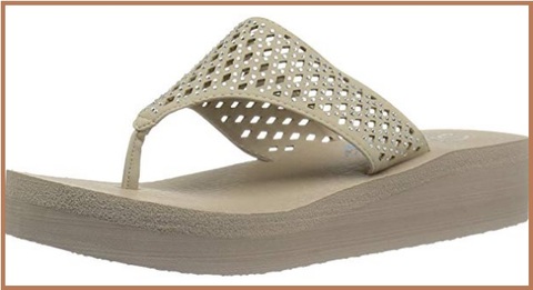 Sandalo Donna In Tortora E Zeppa Corda Skechers