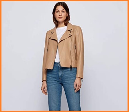 Giacca in pelle beige
