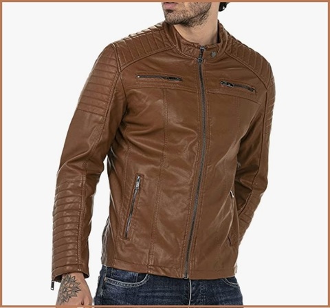 Giacca pelle estiva marrone