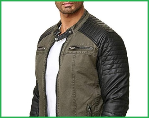 Giacca In Pelle Verde Militare