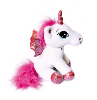 Peluche magico unicorno bianco e rosa