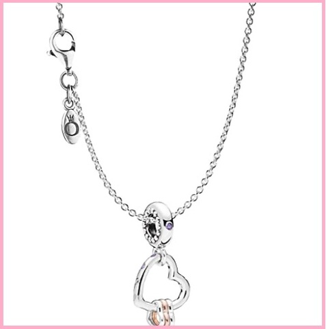 Collana in argento sterling e zirconi charm cuore pandora