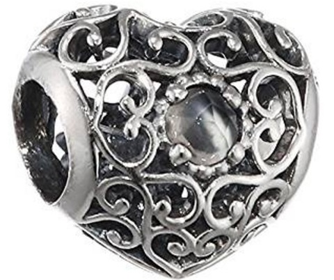Charm Pandora Cuore Con Al Centro Pietra Di Luna
