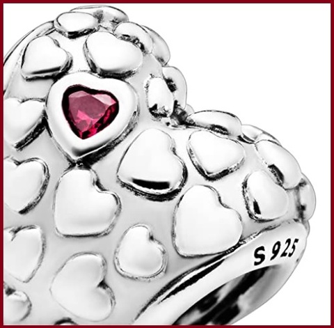 Pandora charms cuore con pietra in rubino