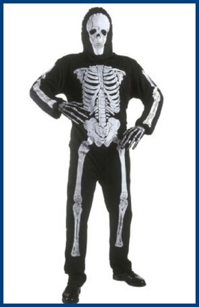 Costume carnevale adulto pelle scheletro