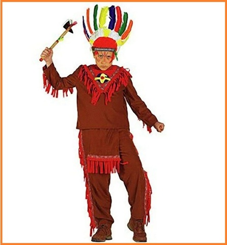 Costume Carnevale Indiano Rosso Capo Sioux Apache