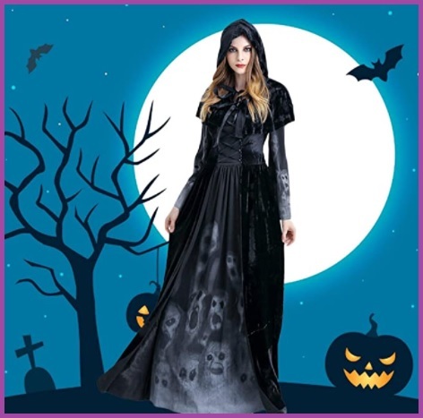 Vestito da strega per adulti costume intero