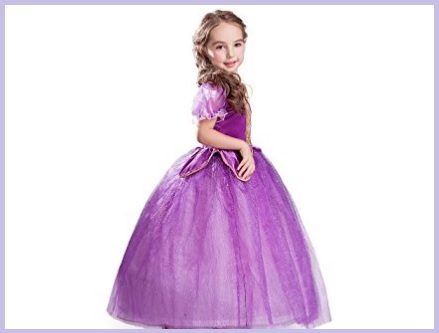 IBTOM CASTLE per feste di carnevale e damigella donore Costume da principessa Rapunzel taglie 98-140 lungo 