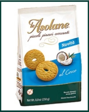 Biscotti al gusto cocco senza glutine 250 gr