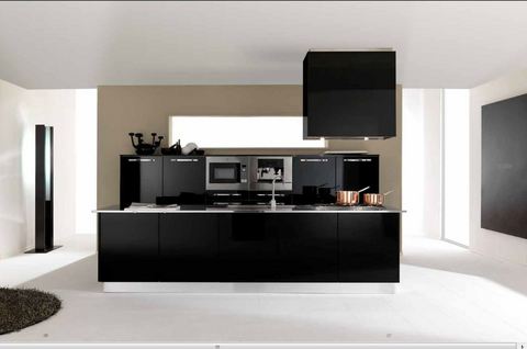 Cucina con isola  pvc nero lucido  roma