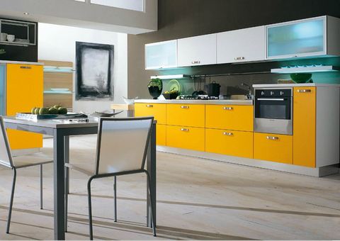 Novità cucina ecologica col.giallo, bianco e vetro satinato