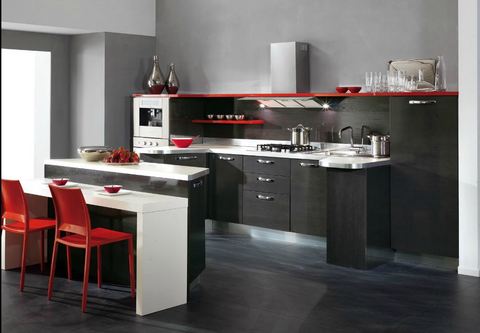 Cucina design particolare tempera legno rovere grigio