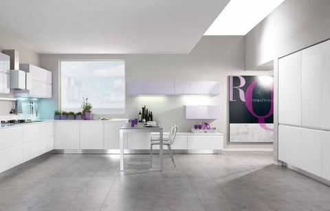 Moderna cucina/soggiorno vetro temperato bianco ghiaccio | Grandi Sconti | Arredamenti a Roma Qualità e Convenienza
