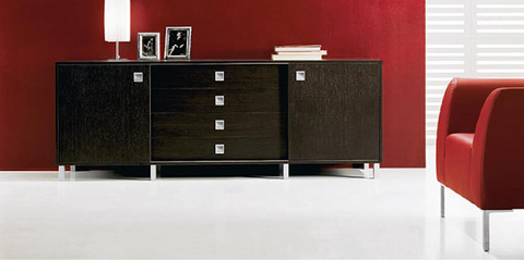 Credenza In Wengè Con Cassettiera Roma