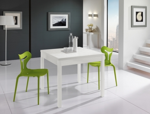 Tavolo da pranzo laminato larice bianco / tortora terni