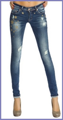 Jeans alla moda stretti con stelline