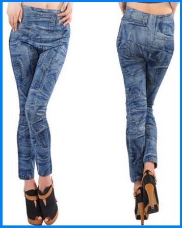 Leggings A Forma Di Jeans Alti