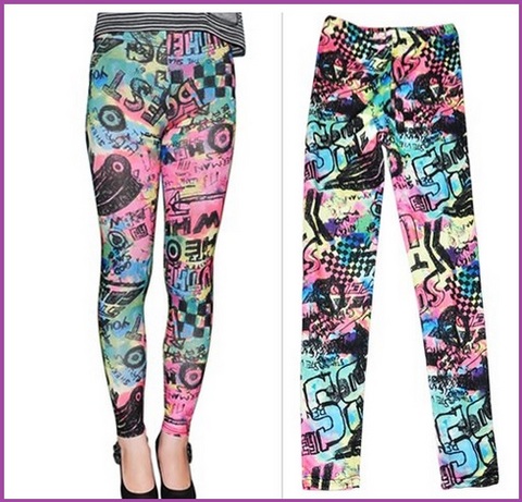 Leggings effetto jeans fantasie colorato