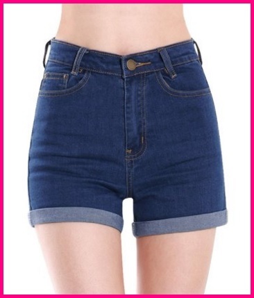 Pantaloncini Vita Alta Jeans Blu