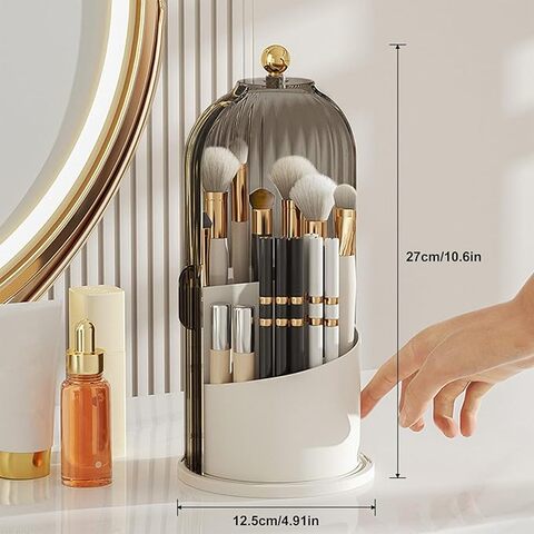 Pennelli trucco sempre puliti e a portata di mano? prova l'organizer girevole con coperchio