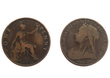 Moneta vittoria penny regina brittanica