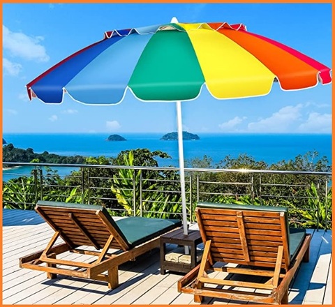 Ombrellone classico per la spiaggia con bastone inclinabile | Grandi Sconti | Ombrelloni per mare e spiaggia
