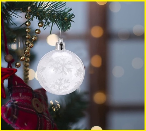 Urhause Palle di Natale 24 pezzi con fiocco di neve ornamenti da appendere a parete di 3 cm di diametro Palle dellalbero di Natale Argento 