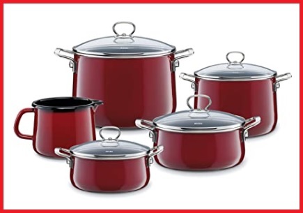 Rosso Premier Housewares Set di 5 pentole colore 