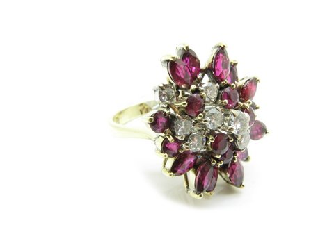 Anello vintage rubini e diamanti