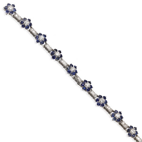 Bracciale Fiori Diamanti E Zaffiri