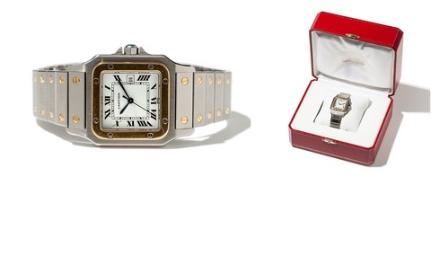 Cartier santos in acciaio e oro automatico