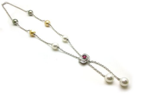 Collana perle australiane e tahiti oro bianco vendita lugano